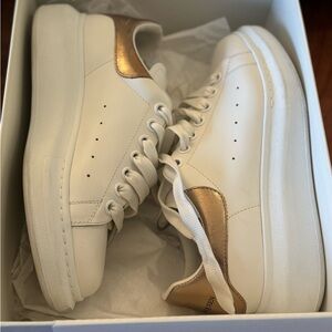 Alexander McQueen White And Rose Gold Oversized Sneakers